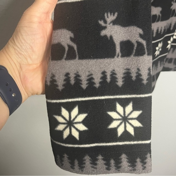 Duluth Trading Fleece 1/4 Snap Pullover Long Sleeve 2X Snow Moose Black Gray - Picture 9 of 9